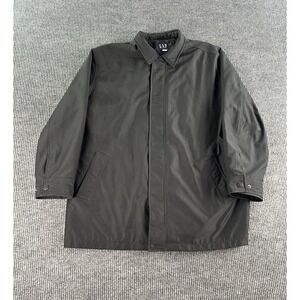 Vintage Gap Rain Coat Jacket Men XXL R Black Snap Button Lined Soft Shell y2k
